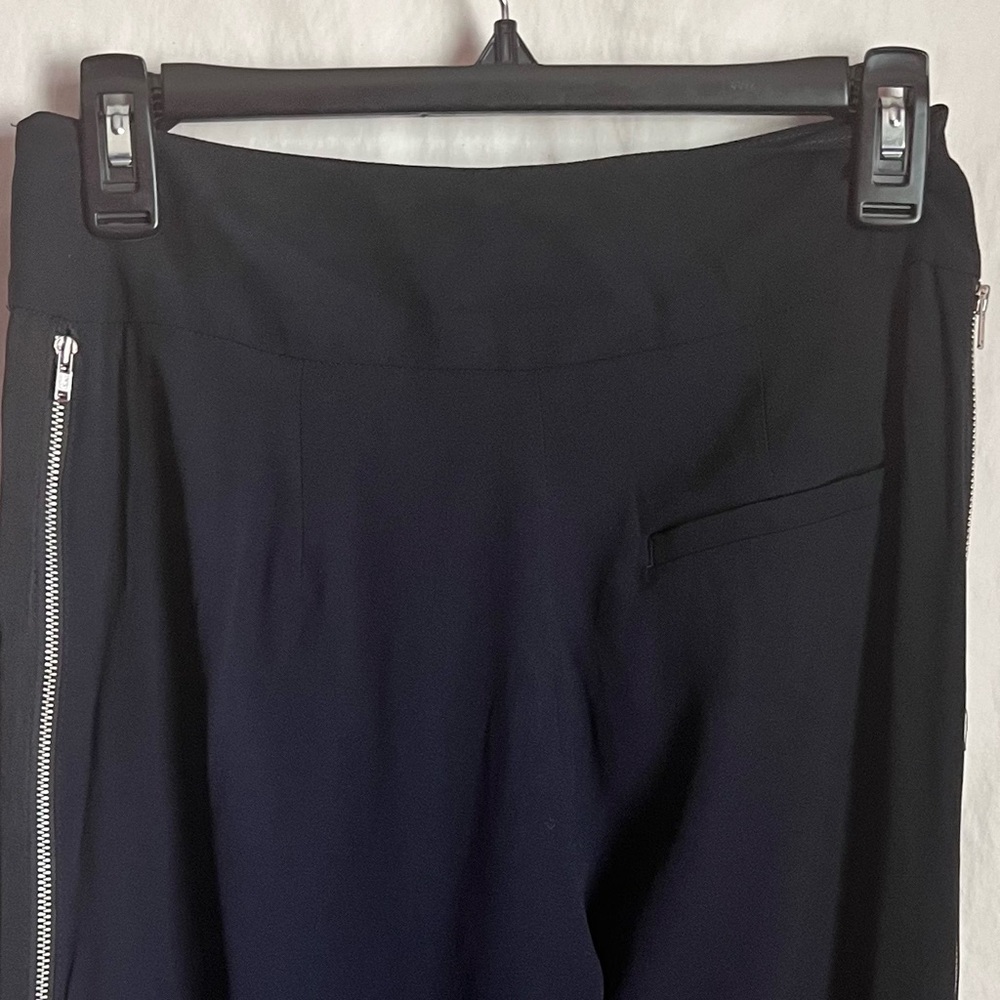 A.L.C. Side Zip Trousers Blue/Blk Trim SZ 2 High Rise Pockets Casual Evening - Picture 10 of 16